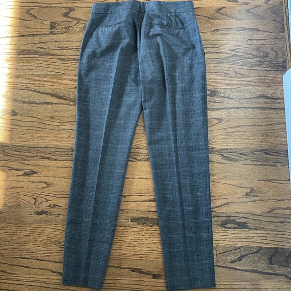 Theory Gray Plaid Wool Straight Leg Dress Pants - Size 4 - Picture 5 of 9